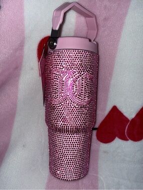 NWT Juicy Couture Insulated Travel Mug Tumbler w/Pink Rhinestones, 30 oz